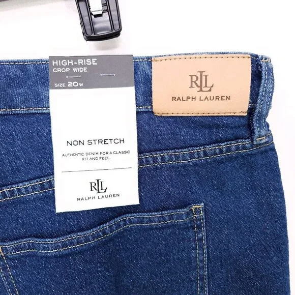 Lauren Ralph Lauren Capris Jeans Women's Pants 20W Ombre Blue Wide Leg Raw Hem - Picture 5 of 15